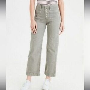 American Eagle Green Wide Leg Crop Jeans Size 4